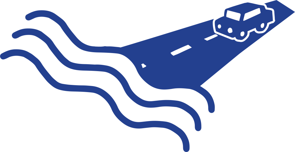 Car on road that is flooded - 