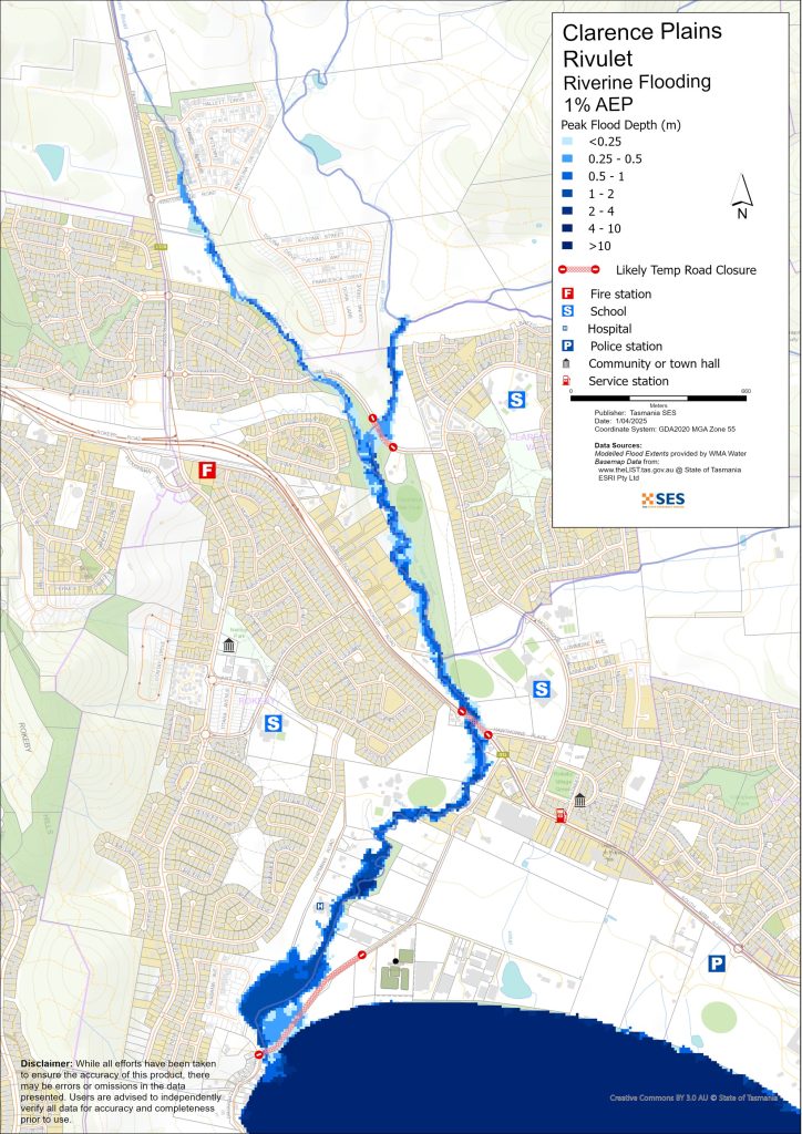 Clarence Plains riverine flood map