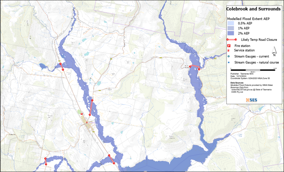 Colebrook surrounds flood map