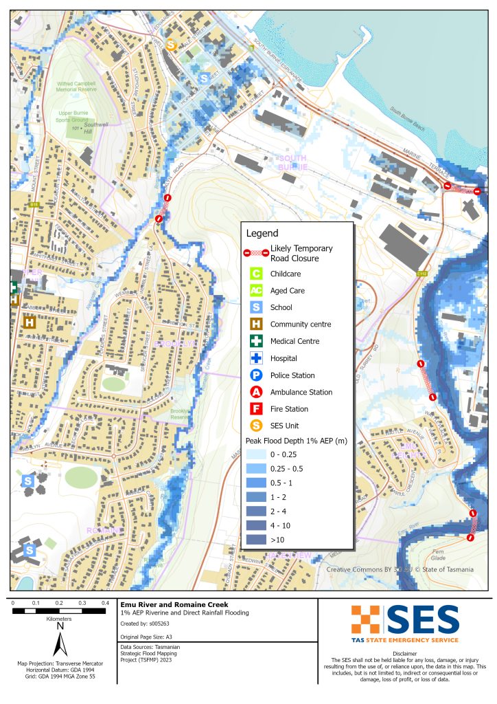 Emu River flood map