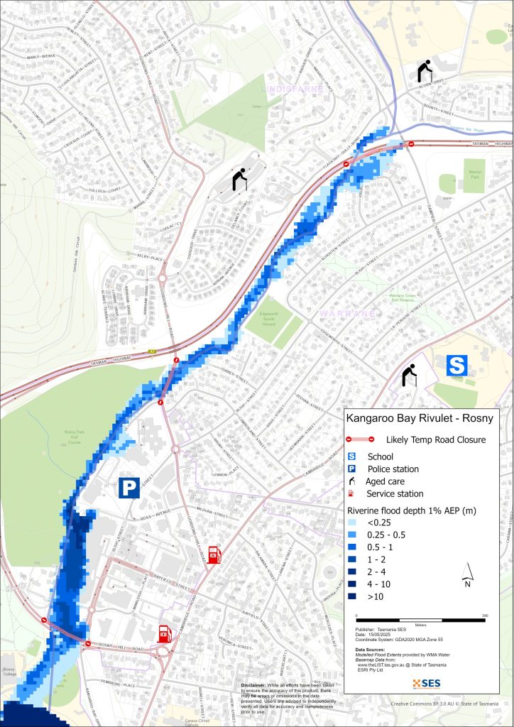 Kangaroo Bay Rivulet Rosny flood map