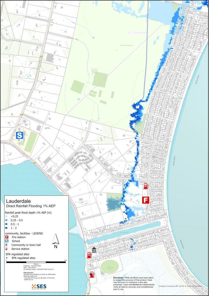 Lauderdale flood map - direct rainfall