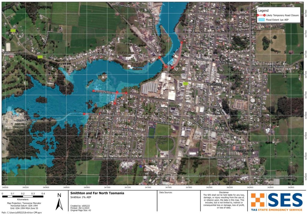 Smithton Flood map 1pc AEP