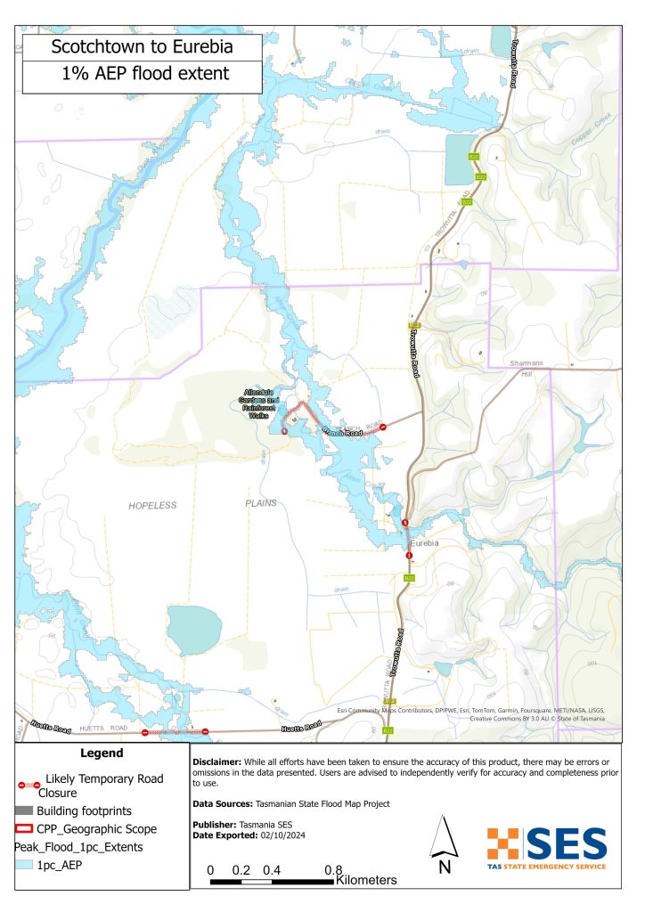 Scotchtown to Eurebia flood map (Allen Creek)