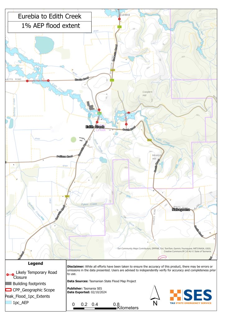 Eurebia to Edith Creek flood map