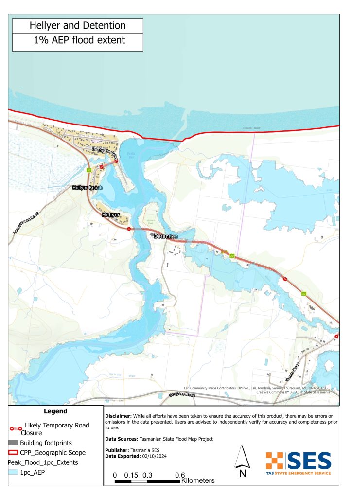 Hellyer and Detention flood map
