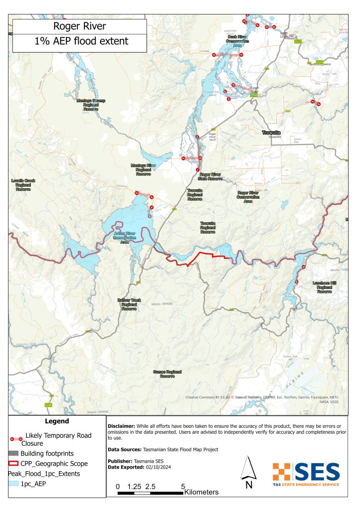 Roger River flood map