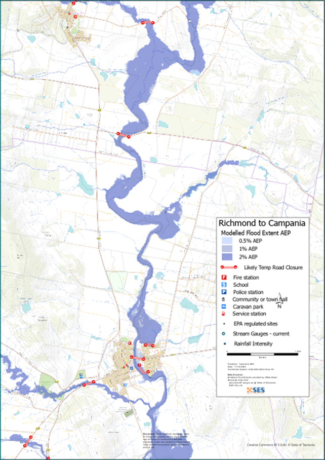 Colebrook to Campania flood map