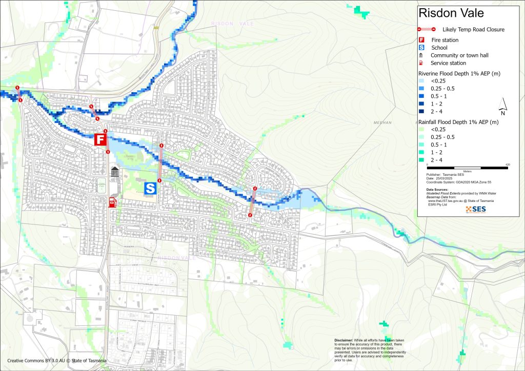 Risdon Vale flood map