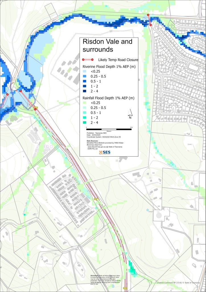 Risdon vale and surrounds flood map
