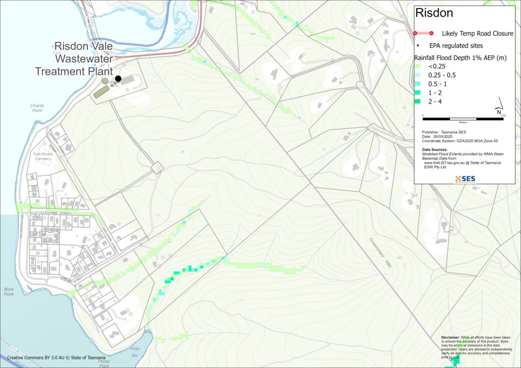 Risdon flood map
