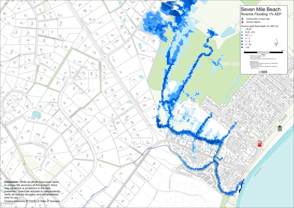Seven Mile Beach riverine flood map