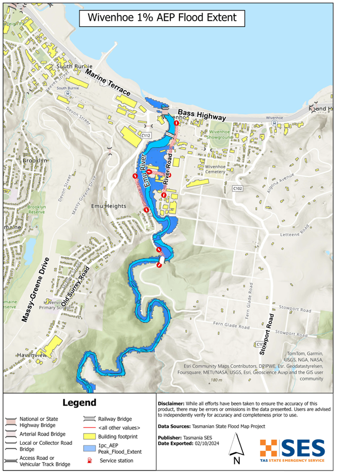 Wivenhoe flood map