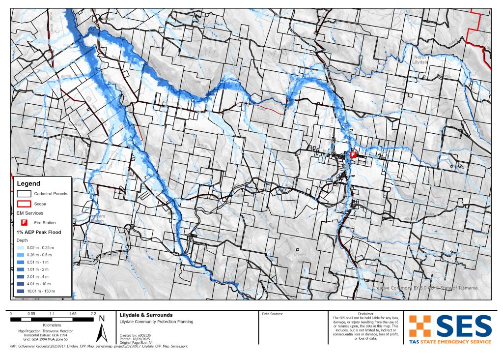 Lilydale and surrounds flood map