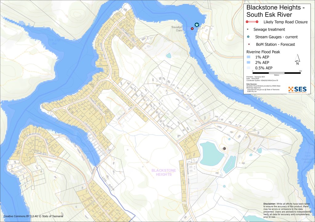 Blackstone Heights flood map 1% AEP