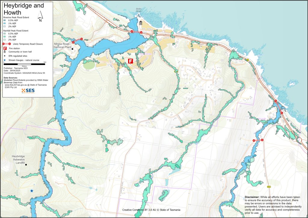 Heybridge and Howth flood map 1% AEP