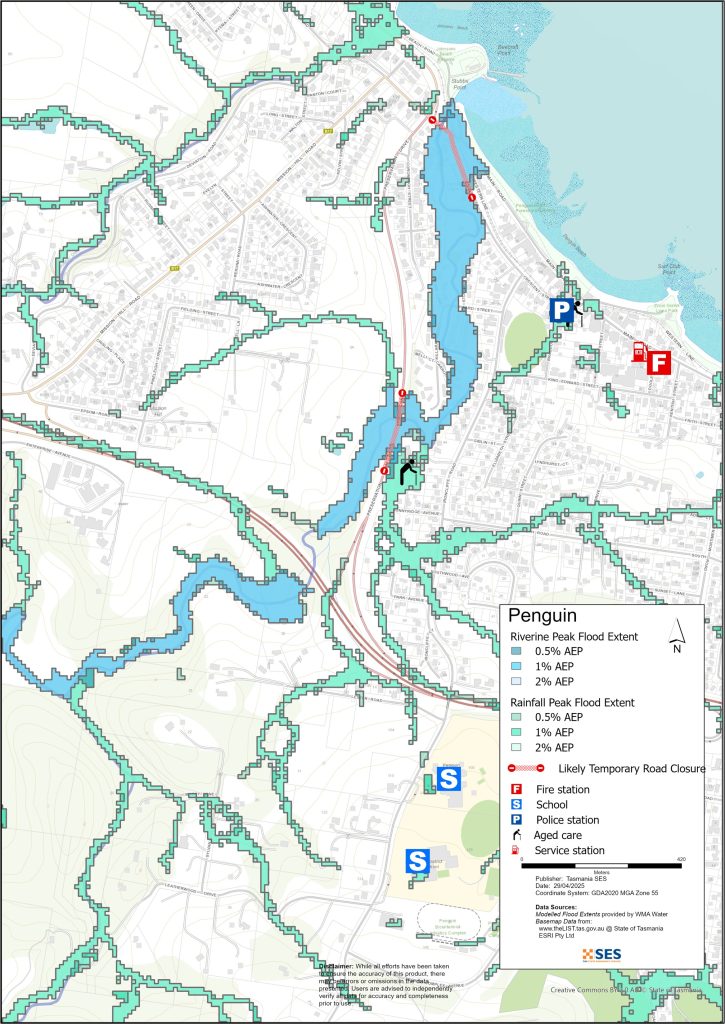 Penguin flood map 1% AEP
