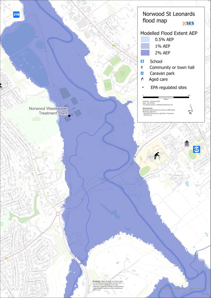 Norwood/ St Leonards flood map